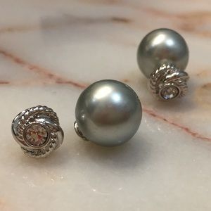 Kate Spade Grey Pearl Back Earrings
